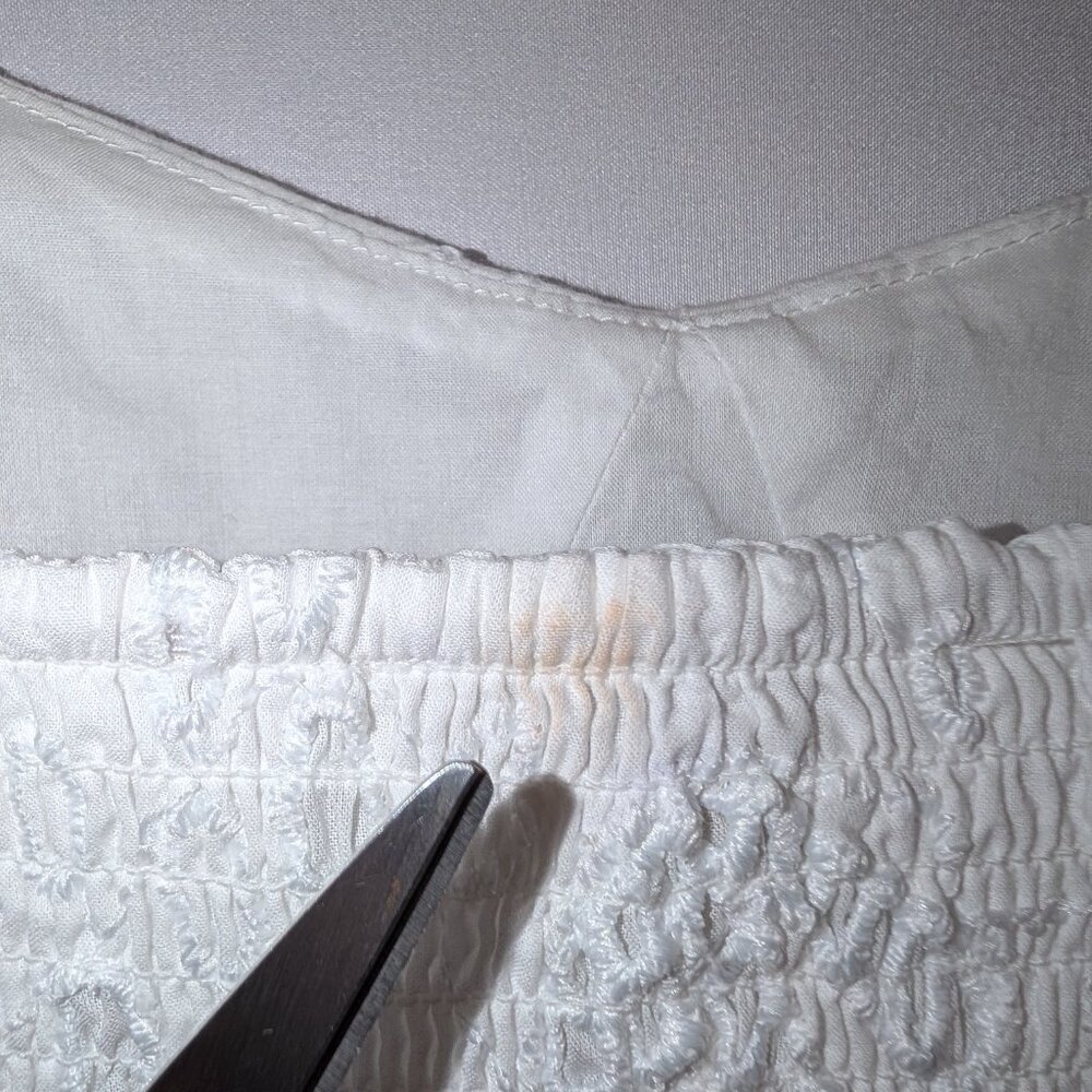 LOFT | White Shell Eyelet Midi Dress Spaghetti Straps | Size 10P - Picture 9 of 14